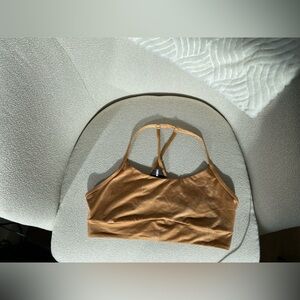 Prana Tan Seamless Sports Bralette with Double Strap Back